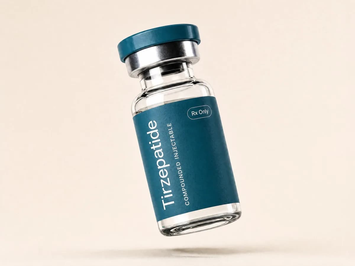 Compounded Tirzepatide GLP-1 weight-loss injection vial